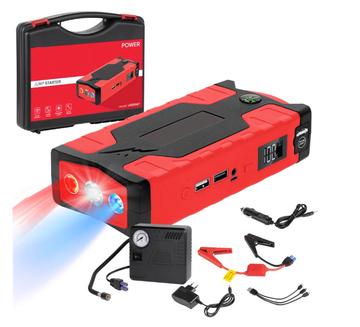 Jump starter power bank cu cabluri de pornire si compresor 10.000 mAh cutie de transport
