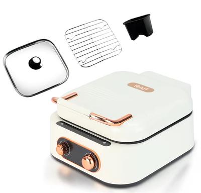 Gratar electric multifuncțional 7 in 1 Hot Pot Grill 1500W capac sticla design elegant LEE 804