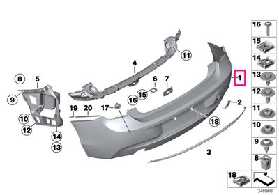 Panel, bumper, primed, rear BASIS ZWEIFL.