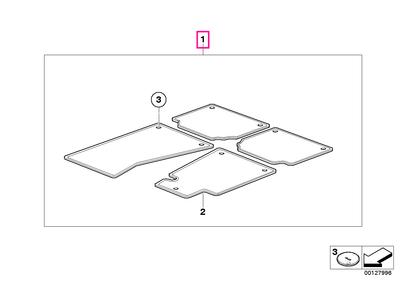 Set floor mats, velours w. compass rose ANTHRAZIT