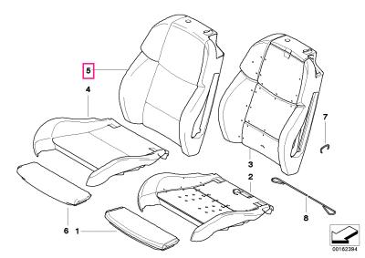 Cover backrest, leather, right PALLADIUMSILBER