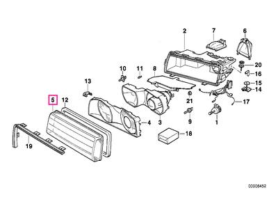 Geam far dreapta - BMW Seria 7 E38 - pana la 31.08.1998