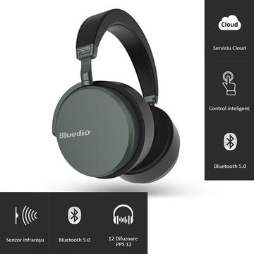 Casti Wireless Bluedio Victory 2 ( V2 ), Stereo, 12 Difuzoare, Bluetooth 5, USB Tip C, Cloud Service, Control Aplicatie Gray