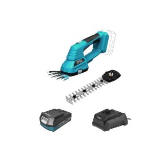 Foarfeca iarba/gard viu, 2 in 1, cu acumulator 2 Ah, incarcator 18V Li-ion, SAS+ALL, Dedra