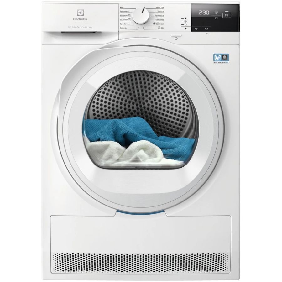 Uscator de rufe Electrolux EW7D283VE, Pompa de caldura, 8 kg, Motor Inverter, Clasa E, Alb