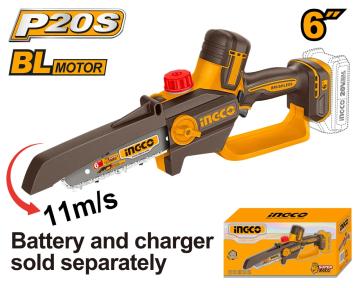 Fierastrau de mana pe acumulator 20V, 15cm, motor brushless, 11 m/s, INGCO CGSLI2066