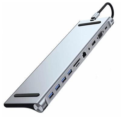 Adaptor Hub Multiport 11 in 1 USB C Docking Station pentru Laptop Q HU990