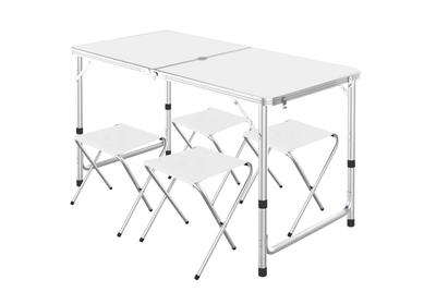 Set Masa plianta pentru camping gradina cu 4 scaune alb
