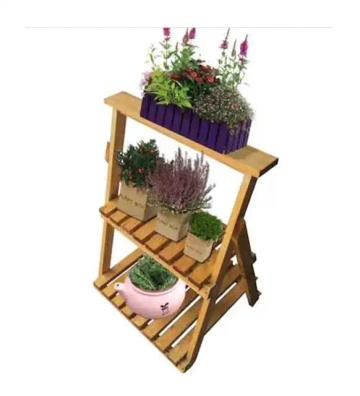 Etajera flori din lemn, Homs Garden 4, Natur, 69 x 58 x 50 cm